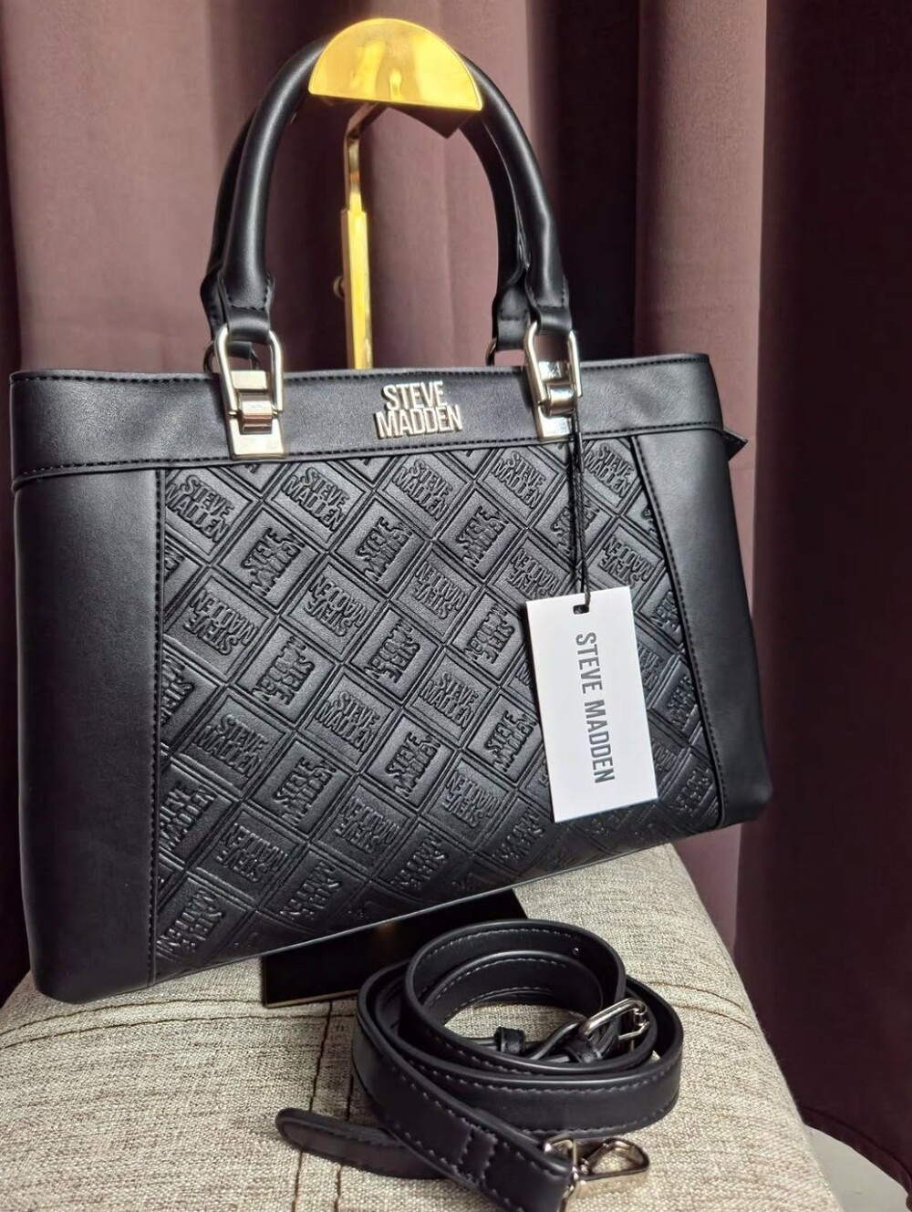 Steve Madden Black Embossed Handbag